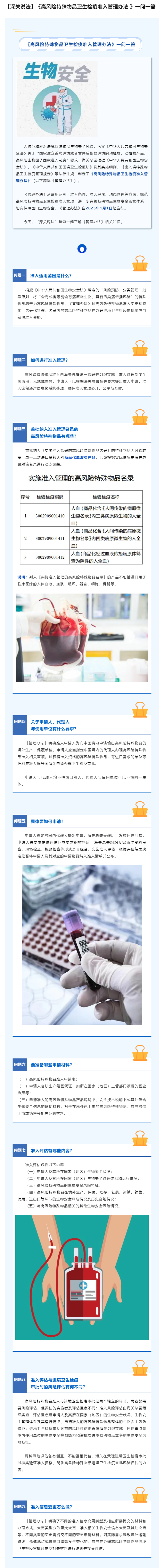 【深关说法】《高风险特殊物品卫生检疫准入管理办法 》一问一答